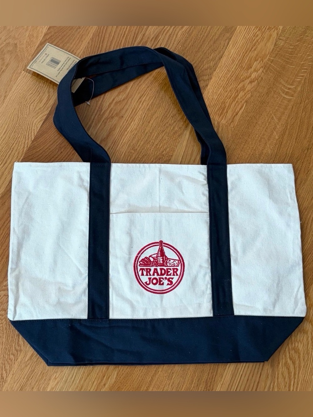 Navy Trader Joe's Canvas Large Tote Bag new